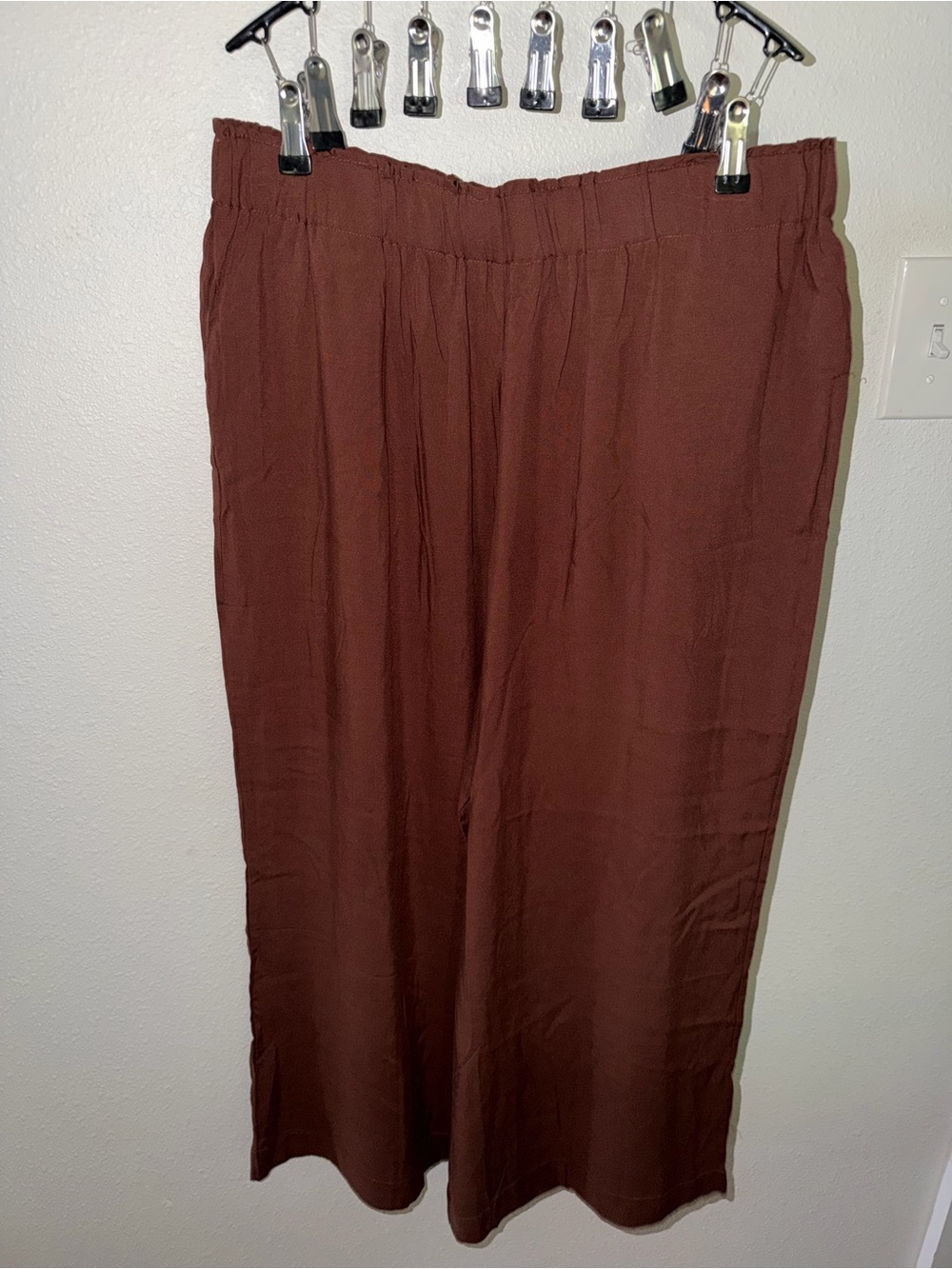 Double Zero Wide-Leg Elastic Waist Pants in Deep Brown, side pockets NWOT